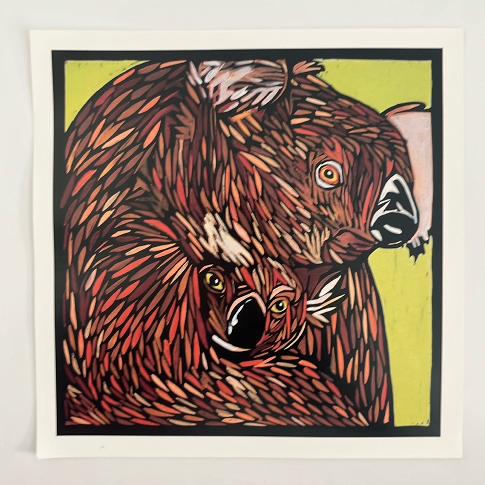 Koala lithographs print koala mama and baby nursery art